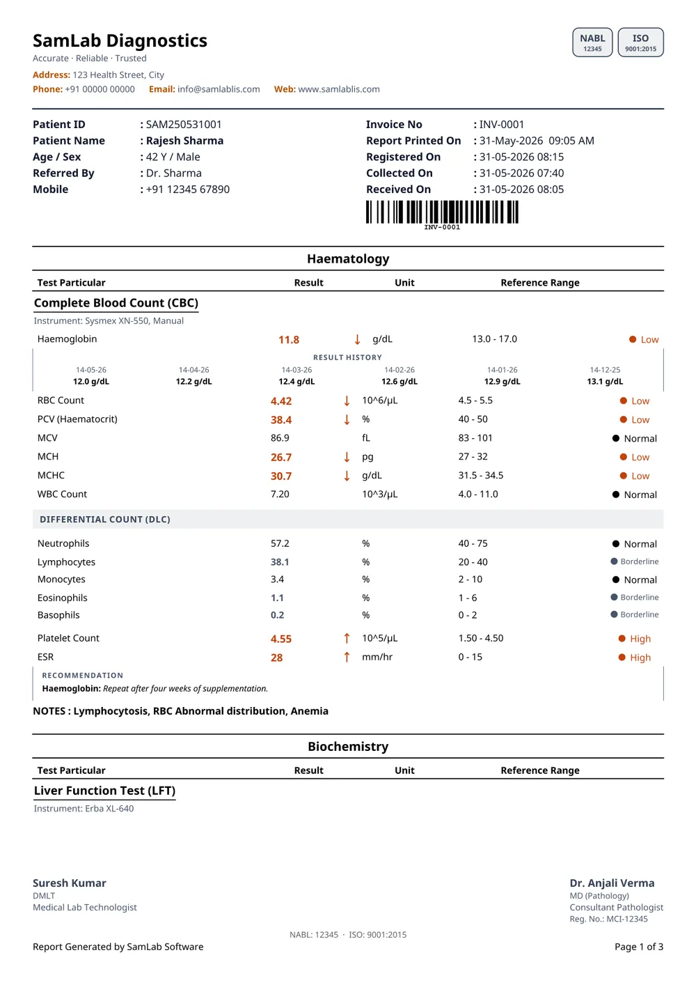 Basic 3 report, colour print
