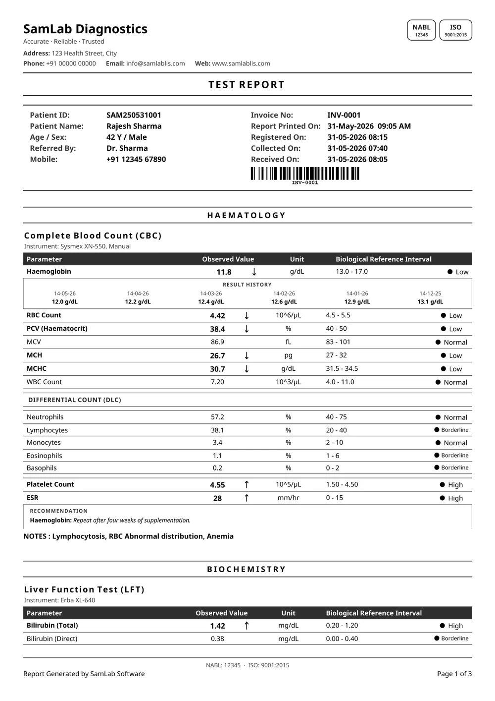 Basic report, black & white print