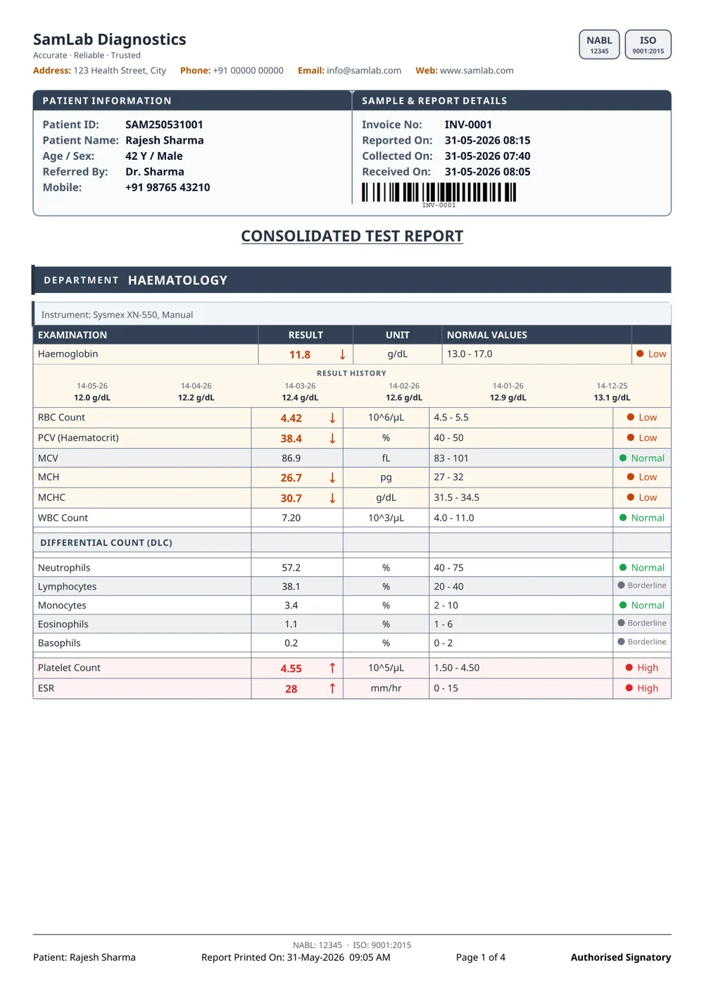 Grid 2 report format — page 1